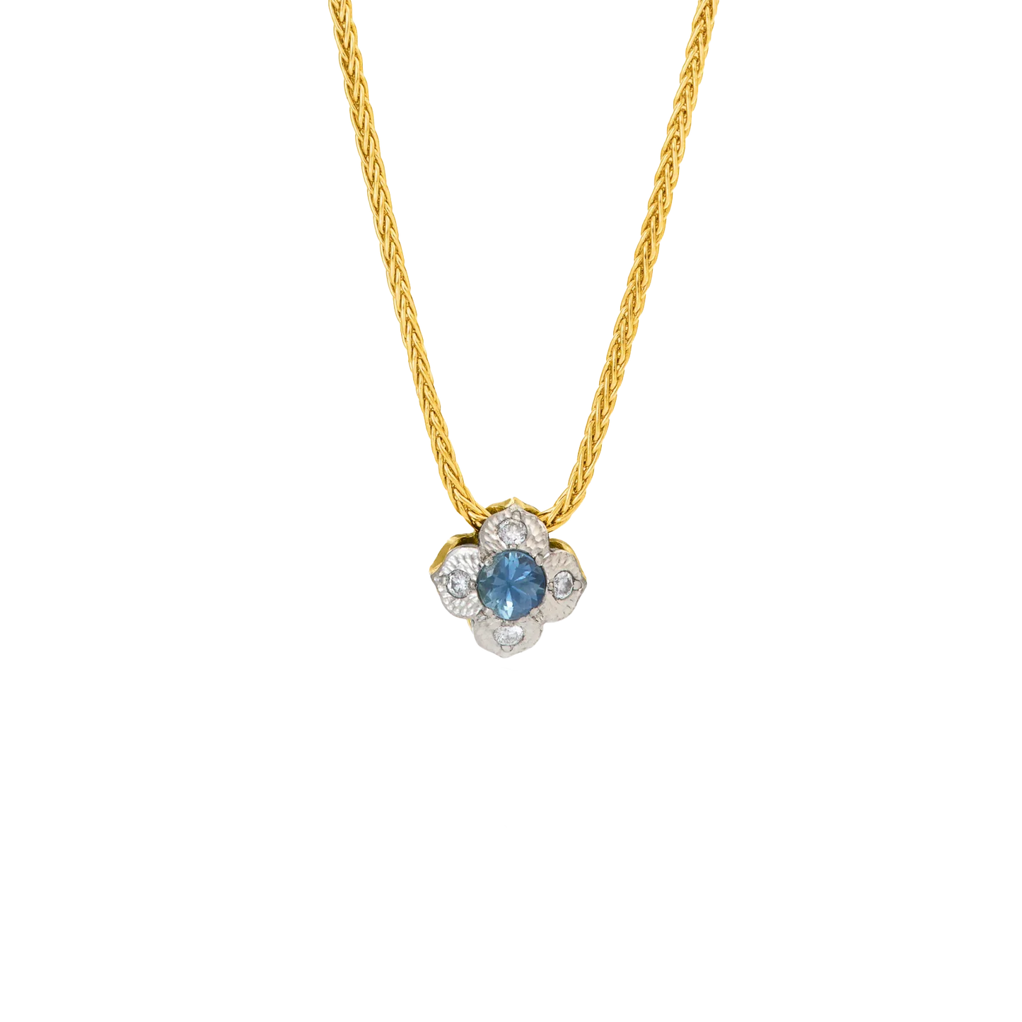 Petite Reversible Teal Sapphire Pendant - Folium