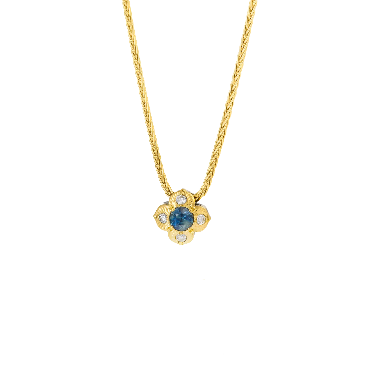 Petite Reversible Teal Sapphire Pendant - Folium