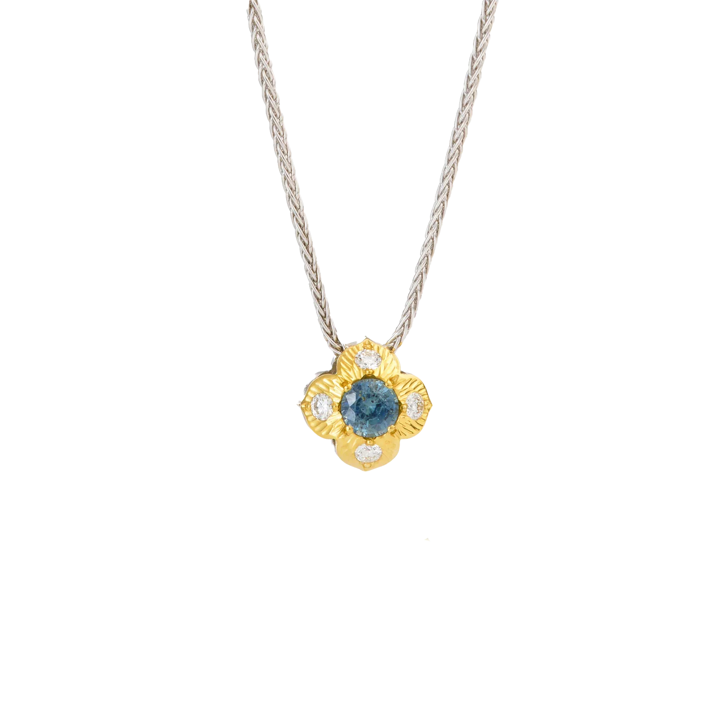 Reversible Teal Sapphire Pendant - Folium